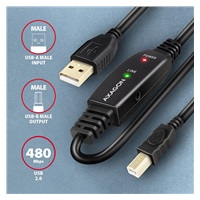AXAGON ADR-220B, USB 2.0 A-M -> B-M aktivní propojovací / repeater kabel, 20m