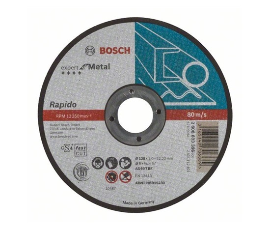 BOSCH dělicí kotouč rovný Expert for Metal – Rapido, AS 60 T BF, 125 mm, 1,0 mm