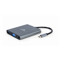 GEMBIRD CABLEXPERT USB-C 6-in-1 multi-port adapter (Hub3.1 + HDMI + VGA + PD + čtečka karet + stereo audio)