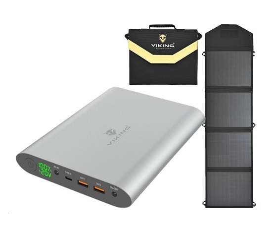 Viking notebooková power banka Smartech II, 40000mAh, šedá + solární panel L60