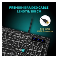 CONNECT IT DOODLE kancelářská drátová bíle podsvícená USB klávesnice, CZ + SK verze, ČERNÁ