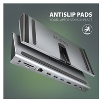 AXAGON HMC-4KX3 USB 5Gbps hub, 3x USB-A, 2x HDMI, DP, RJ-45 GLAN, SD/microSD, audio, PD 100W, kabel USB-C 40cm