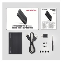 AXAGON EE25-GTR, USB-C 10Gbps - SATA 6G 2.5" RIBBED box, černý