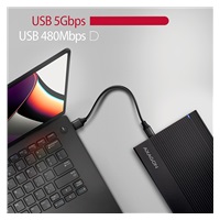 AXAGON EE35-GTR, USB-C 5Gbps - SATA 6G 3.5" RIBBED box, černý