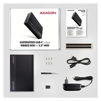 AXAGON EE35-GTR, USB-C 5Gbps - SATA 6G 3.5" RIBBED box, černý