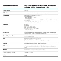 HPE Aruba Networking AP-503-RW Dual Radio 2x2:2 802.11ax Wi-Fi 6 Campus Access Point (Includes Mount Bracket)