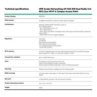 HPE Aruba Networking AP-503-RW Dual Radio 2x2:2 802.11ax Wi-Fi 6 Campus Access Point (Includes Mount Bracket)