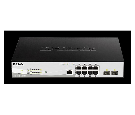 D-Link DGS-1210-10P/ME/E 10-port 10/100/1000 Gigabit PoE Smart Switch including 2 SFP Metro Ethernet