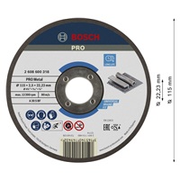 Bosch řezací kotouč PRO Metal, 115 × 2,5 × 22,23 mm, oSa