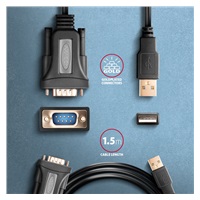 AXAGON ADS-1PQN, USB-A 2.0 - sériový RS-232 DB9-M FTDI adaptér / kabel 1.5m