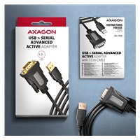 AXAGON ADS-1PQN, USB-A 2.0 - sériový RS-232 DB9-M FTDI adaptér / kabel 1.5m
