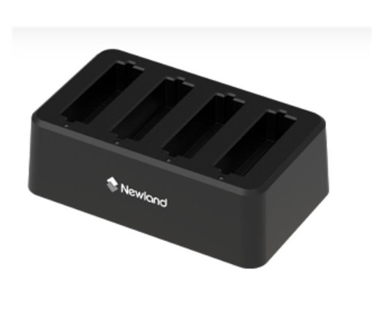 Newland 4-slot battery charger for MT90 series, includes adapter with UK and EU power plug