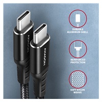 AXAGON BUCM-CM15AB, HQ kabel USB-C <-> USB-C, 1.5m, USB 2.0, PD 60W 3A, ALU, oplet, černý