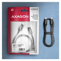 AXAGON BUCM2-CM30AB, CHARGE kabel USB-C <-> USB-C, 3m, Hi-Speed USB, PD 240W 5A, ALU, oplet, černý
