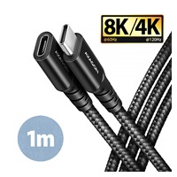 AXAGON BUCM32-CF10AB prodlužovací kabel USB-C (M) <-> USB-C (F), 1m, USB 20Gbps, PD 240W 5A, 8K HD, ALU, oplet, černý