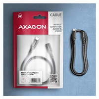 AXAGON BUCM32-CF10AB prodlužovací kabel USB-C (M) <-> USB-C (F), 1m, USB 20Gbps, PD 240W 5A, 8K HD, ALU, oplet, černý