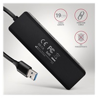 AXAGON HUE-C1A, 4x USB 5Gbps TRAVEL hub, USB-C napájecí konektor, kabel USB-A 19cm