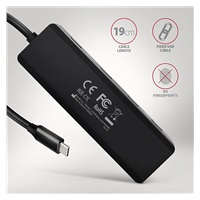 AXAGON HUE-C1C, 4x USB 5Gbps TRAVEL hub, USB-C napájecí konektor, kabel USB-C 19cm