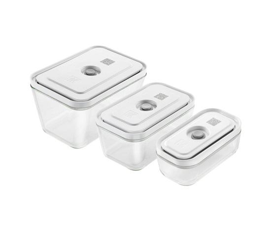 ZWILLING vakuové nádoby, velikosti S, M, L, sklo, bílé, 3 kusy - Fresh & Save