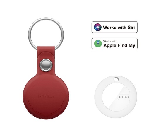 MiLi MiTag  – smart lokátor s koženou klíčenkou, červená