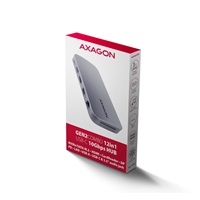 AXAGON HMC-12GM2, USB 10Gbps hub, 3x USB-A, USB-C, HDMI, DP, RJ-45 GLAN, M.2, SD/mSD, audio, PD 100W, kabel USB-C 50cm