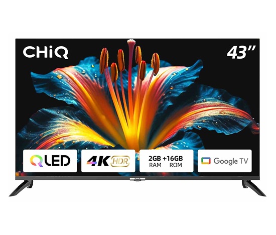 CHiQ U43QM8E TV 43", QLED, Google TV, Frameless, Dolby Audio, dbx-tv