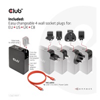Club3D cestovní nabíječka 140W GaN technologie, 3xUSB-C, 1xUSB-A, PPS + PD 3.1 Support