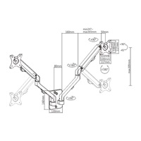 GEMBIRD Držák 2 monitorů na stěnu MA-WA2-01, naklápěcí, až do 27” a 7kg, černý