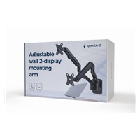 GEMBIRD Držák 2 monitorů na stěnu MA-WA2-01, naklápěcí, až do 27” a 7kg, černý
