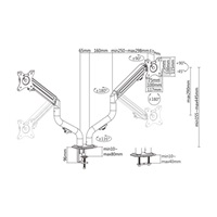 GEMBIRD Držák 2 monitorů na stůl MA-DA2-02, naklápěcí, až do 32” a 8kg, černý
