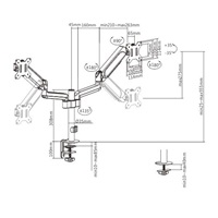GEMBIRD Držák 2 monitorů na stůl MA-DA2P-01, naklápěcí, až do 32” a 9kg, černý