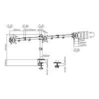 GEMBIRD Držák 3 monitorů na stůl MA-D3-01, naklápěcí, až do 27” a 7kg, černý