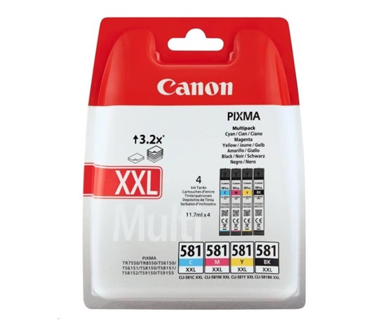 Canon CARTRIDGE CLI-581XXL C/M/Y/BK MultiPack pro PIXMA TS615x, TS625x, TS635x, TS815x, TS825x, TS8350 (600 str.)