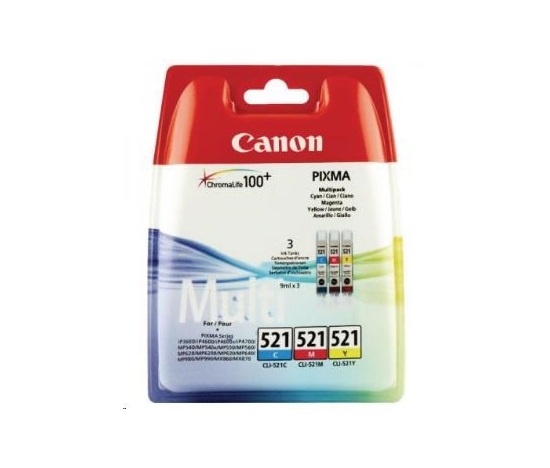 Canon CARTRIDGE CLI-521 C/M/Y MULTI-PACK pro Pixma iP 3600, iP4600, iP4700, MP540, MP550,560, MP620,630,640 (470 str.)