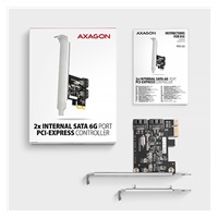 AXAGON PCES-SJ2, PCIe řadič - 2x interní SATA 6G port, JMB582, SP & LP