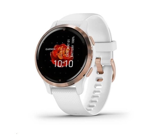 Garmin GPS sportovní hodinky Venu2S Rose Gold/White Band, EU
