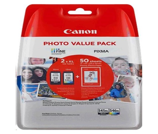 Canon CARTRIDGE PG-545XL/CL-546XL-fotopapír GP 501 multipack pro Pixma MG a Pixma TS 305, 3150, 3151 (400 str.)