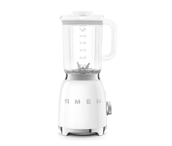 Smeg BLF03WHEU mixér, 800 W, 4 programy, funkce pulse, 18000 RPM, nerezové ostří, Ice crush, 50's Style, bílý
