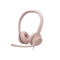 Logitech Headset H390, drátový, USB, růžová