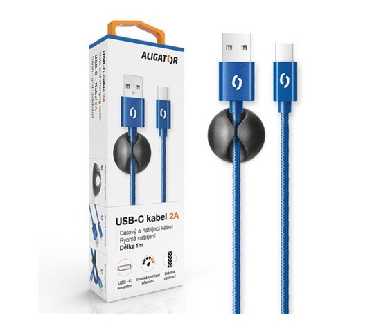 ALIGATOR datový kabel  PREMIUM 2A, USB-C, modrá