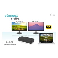 i-tec USB 3.0/USB-C/Thunderbolt 3 Professional Dual 4K Display Dock.st. Gen2, PD 100W