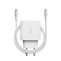 TRUST nabíječka 45W Maxo, USB-C, Nabíječka do zdi, 2m USB-C kabel, bílá
