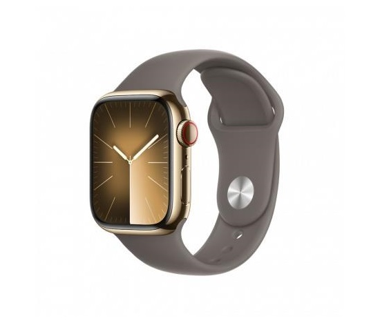 APPLE Watch Series 9 GPS + Cellular 41mm Gold Stainless Steel Case with Clay Sport Band - M/L