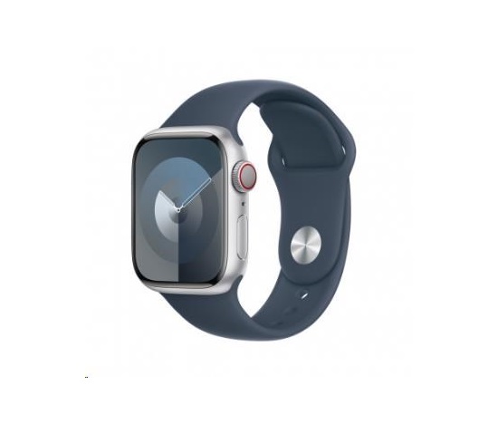 APPLE Watch Series 9 GPS + Cellular 41mm Silver Aluminium Case with Storm Blue Sport Band - M/L