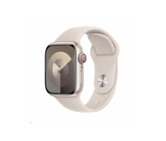 APPLE Watch Series 9 GPS + Cellular 41mm Starlight Aluminium Case with Starlight Sport Band - M/L