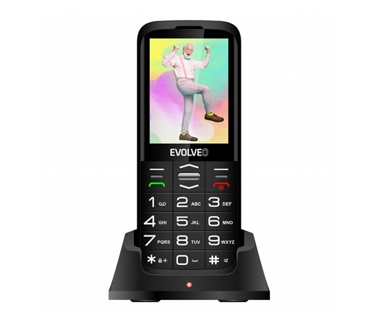 EVOLVEO EasyPhone XO, mobilní telefon pro seniory s nabíjecím stojánkem, černá