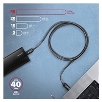 AXAGON BUCM4X-CM10AB NewGEN+ kabel USB-C <-> USB-C, 1m, USB4 Gen 3×2, PD 240W 5A, 8K HD, ALU, oplet, černý