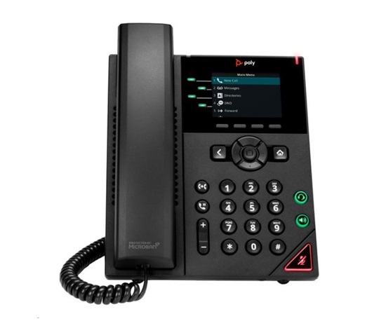 Poly VVX 250, 4linkový IP telefon, PoE