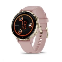 Garmin Venu® 3S, Nerezová luneta Soft Gold, pouzdro Dust Rose, silikonový řemínek