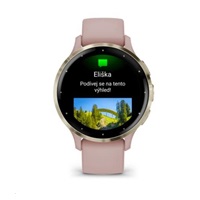 Garmin Venu® 3S, Nerezová luneta Soft Gold, pouzdro Dust Rose, silikonový řemínek